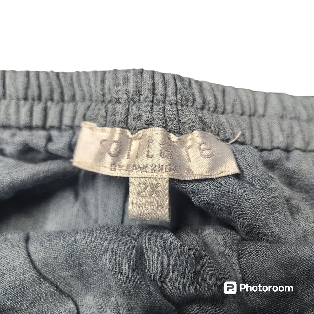Solitaire Skirt Womens Boho Gypsy Lined Hi Low Boho maxi skirt SZ 2X Blue Grey - Picture 3 of 8